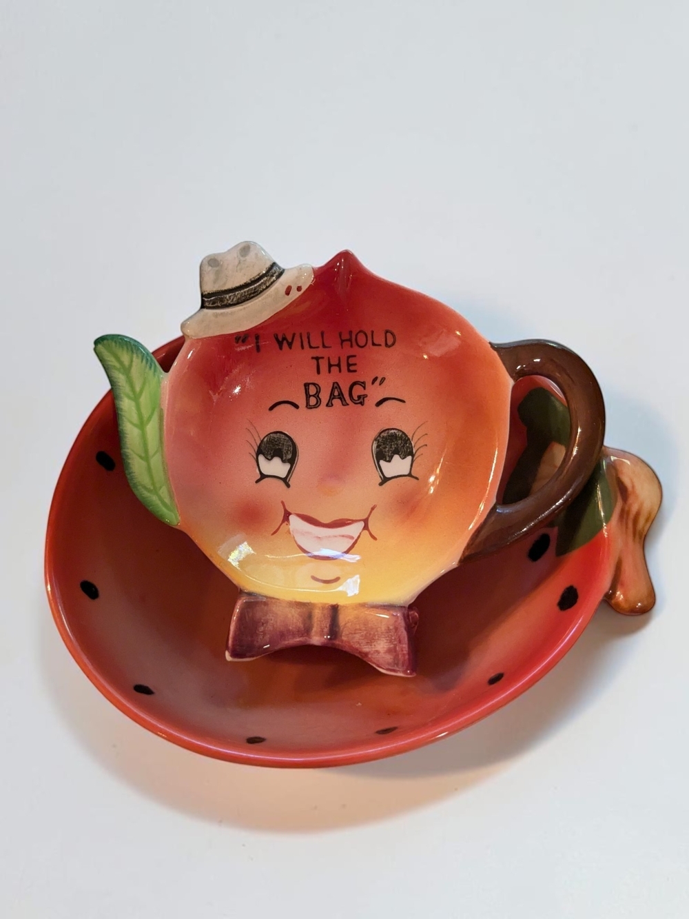 Fruit Lot 1950s Japan Anthropomorphic Peach Tea Bag Holder & WCL Watermelon